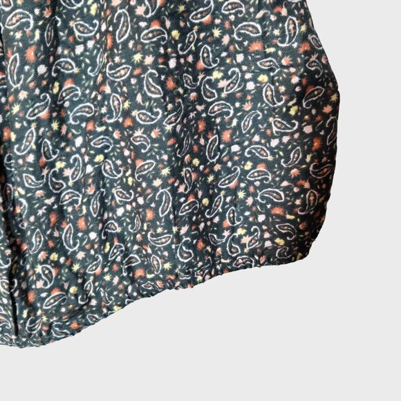 Lucky Brand Womens Paisley Printed Boho Button-Front Peasant Top Green XXL NWT - Picture 6 of 13